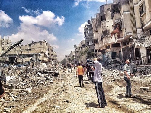 devastadas calles en gaza